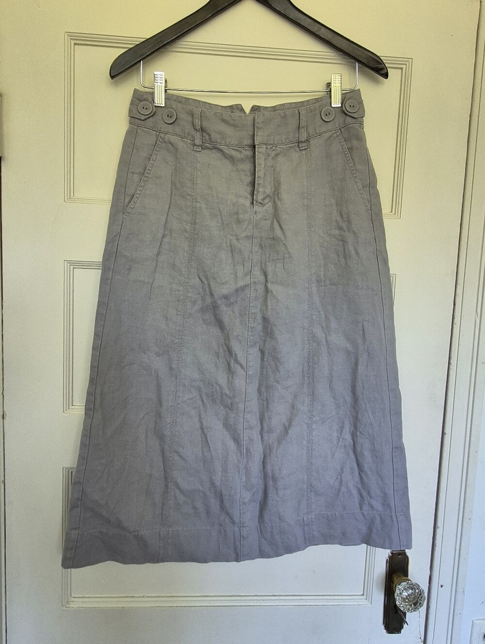 100% Linen Midi Skirt By Jackpot Size 34 Grey